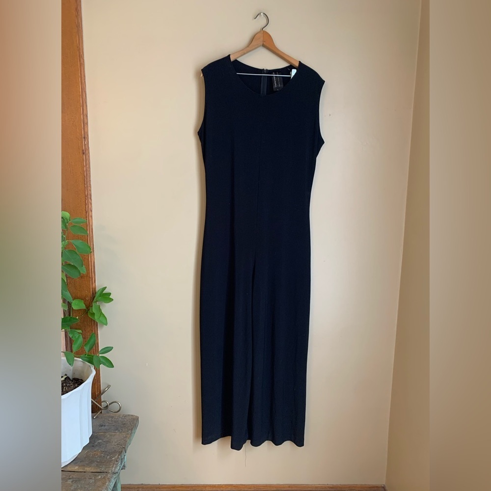 NORMA KAMALI Black Sleeveless Wide Leg Jumpsuit Romper XL Kamali Kulture